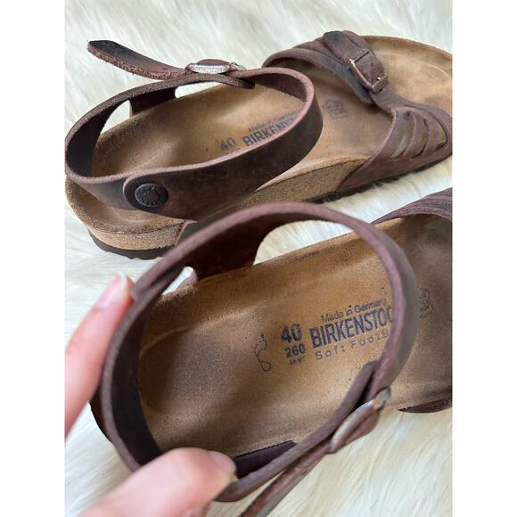 Birkenstock Bali Oil Leather Habana Brown Strappy Ankle Sandals Brown Leather - Picture 10 of 13